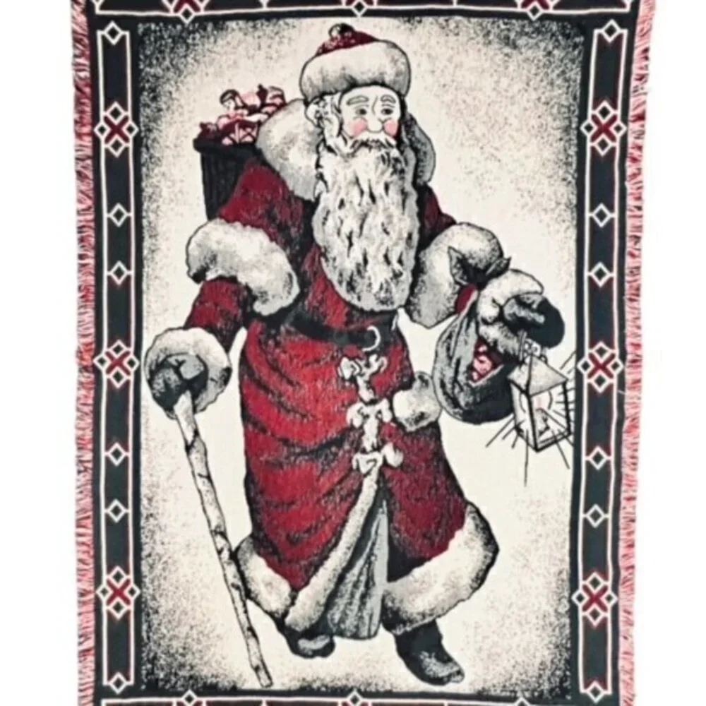 Vintage BEACON The Blanket Brand Santa Claus Blanket Tapestry #508 50